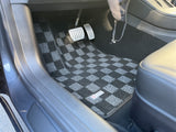 Tesla Model 3 Complete 5pcs Checkered Race Floor Mats - Dark Grey