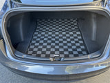 Tesla Model 3 Complete 5pcs Checkered Race Floor Mats - Dark Grey