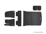 Tesla Model 3 Complete 5pcs Checkered Race Floor Mats - Dark Grey