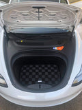 Tesla Model 3 Complete 5pcs Checkered Race Floor Mats - Dark Grey