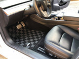 Tesla Model 3 Checkered Race Floor Mats - Dark Grey