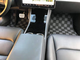 Tesla Model 3 Checkered Race Floor Mats - Dark Grey