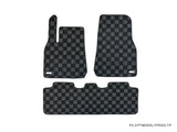 Tesla Model Y Checkered Race Floor Mats - Dark Grey