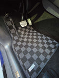 Tesla Model Y Checkered Race Floor Mats - Dark Grey