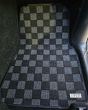 Tesla Model Y Checkered Race Floor Mats - Dark Grey