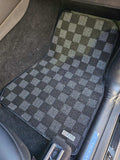 Tesla Model Y Checkered Race Floor Mats - Dark Grey