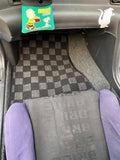 Nissan R32 Skyline GTR (JDM RHD) Checkered Race Floor Mats - Dark Grey