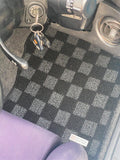 Nissan R32 Skyline GTR (JDM RHD) Checkered Race Floor Mats - Dark Grey