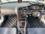 Nissan R33 Skyline GTR (JDM RHD) Checkered Race Floor Mats - Dark Grey