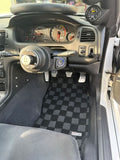 Nissan R33 Skyline GTR (JDM RHD) Checkered Race Floor Mats - Dark Grey