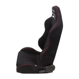 Type R Reclinable Racing Seat - Black Cloth w/ Red Stitching & NRG Logo