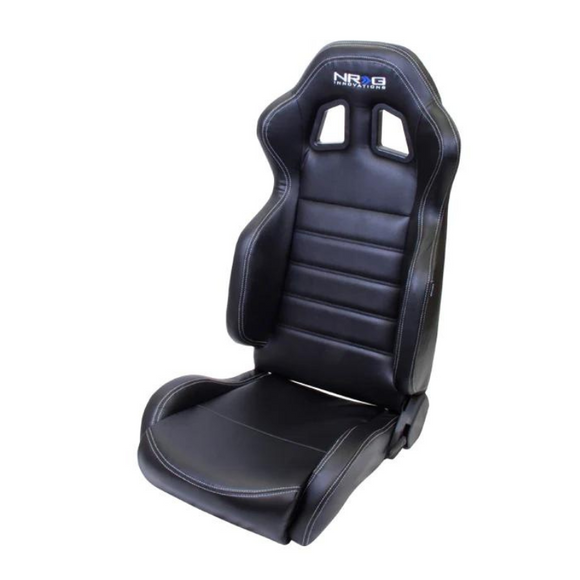 Reclinable Racing Seat - Black Leather w/ White Stitching & NRG Logo
