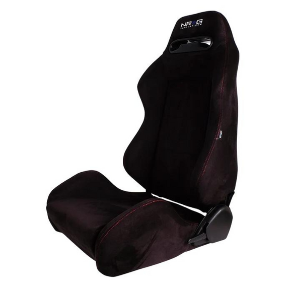 Type R Reclinable Racing Seat - Black Suede w/ Red Stitching & NRG Logo
