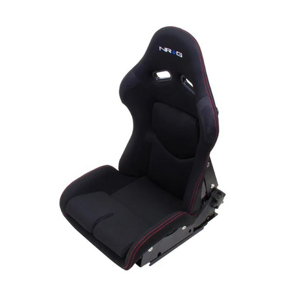 Reclinable FRP Bucket Seat Black Cloth Red Stitching With Black Backing