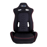 Reclinable Racing Seat - Arrow in Cloth w/ Red Stitching w/ Logo