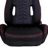 Reclinable Racing Seat - Arrow in Cloth w/ Red Stitching w/ Logo