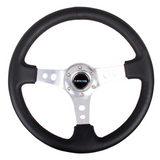 350mm 3" Deep Steering Wheel w/ Holes - Leather