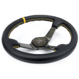 350mm 3" Deep Carbon Fiber Steering Wheel w/ Colored Center