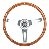 380mm Classic Woodgrain Steering Wheel w/ Riveted Spokes