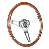 380mm Classic Woodgrain Steering Wheel w/ Riveted Spokes
