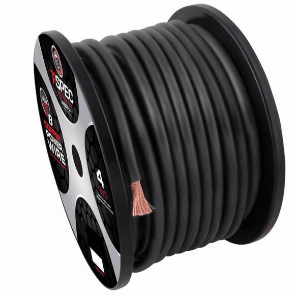 1/0 AWG 50 FT Matte Black OFC Power Wire - V12 Series