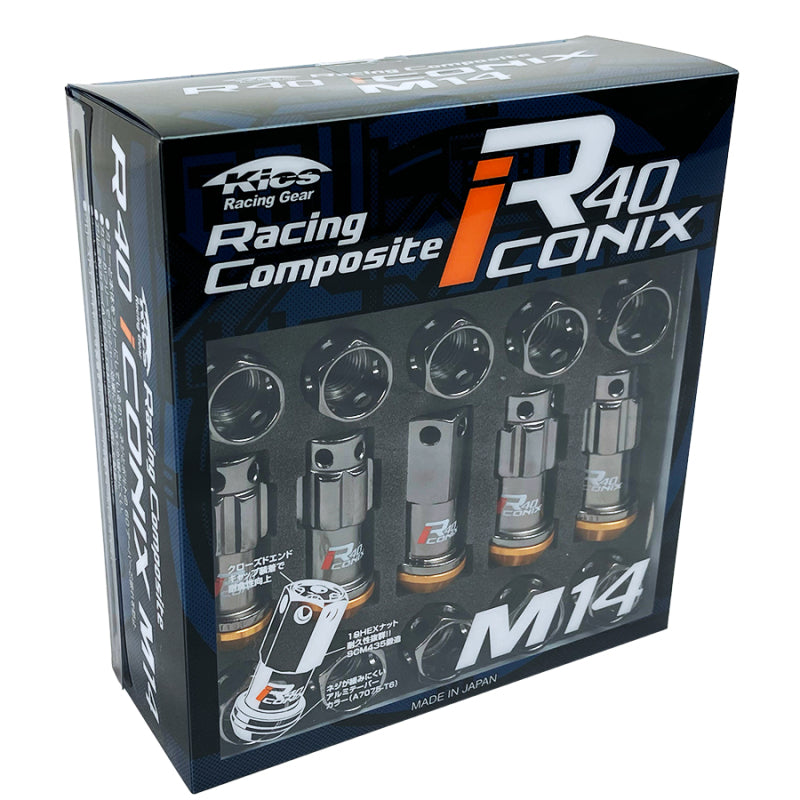 Project Kics R40 Iconix 14x1.50 Classical Lock & Lug Nuts 16+4 (Black ...